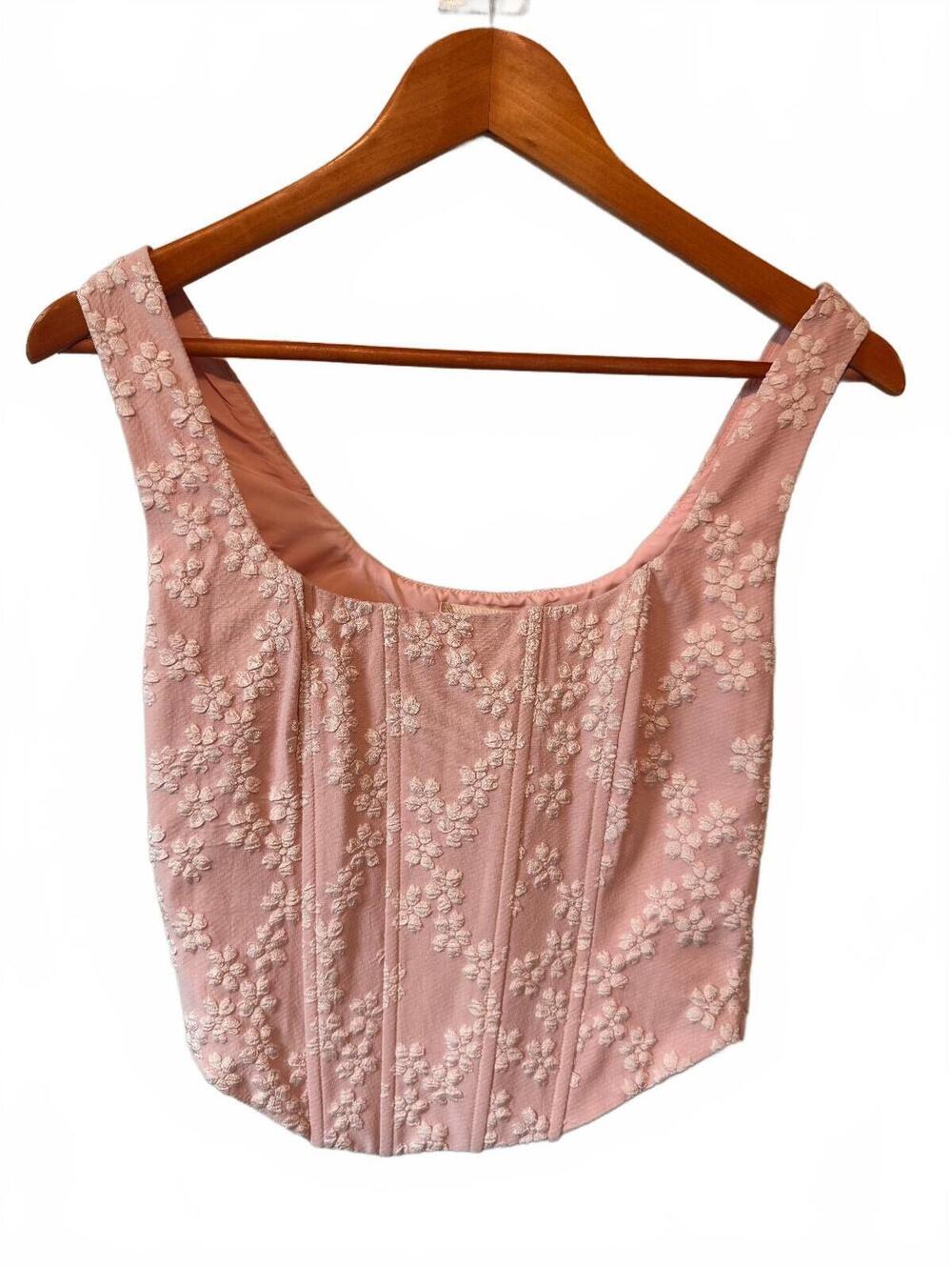 ALTAR'D STATE | Blush Pink Floral Jacquard Corset Top Boned Bodice | Size S